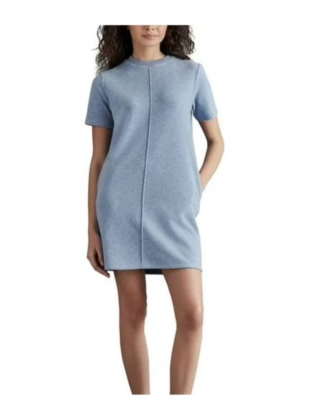 Steve Madden Sweater Dress XXL Ribbed Crewneck Short Sleeve Light Blue Cozy Chic